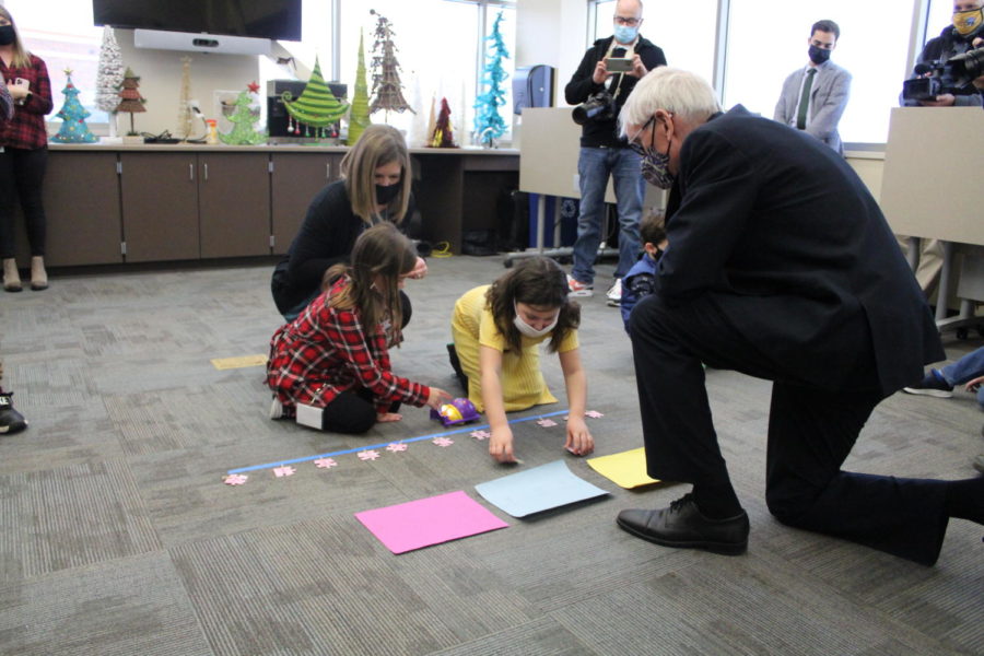 Monday Dec. 6th, Tony Evers visits the district office to present CESA 7 with a $150,000 computer science grant. Forest Glen Students presented computer science based projects to the governor. Photo by Allie Waino
